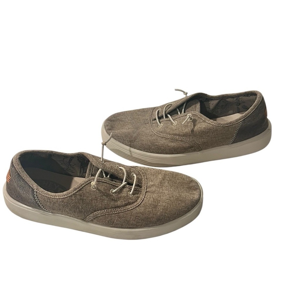 Hey Dude Shoes Men's Conway Craft Tan Linen White Sneakers Slip On‎ Loafer 10 M